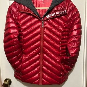 Tommy Hilfiger Glossy Crimson Puffer Coat